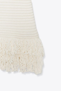 CHECK KNIT FRINGED DRESS - Zara фото 8