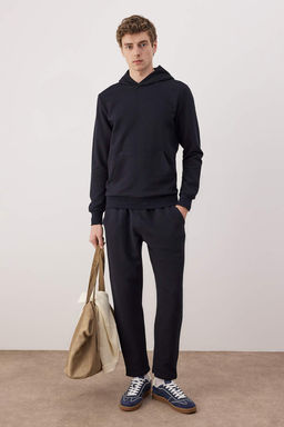 Lacivert Regular/Normal Kesim Kapusonlu Dokulu Sweatshirt TMNAW26SW00068