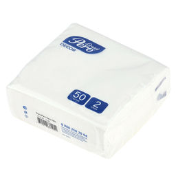 Салфетки бумажные 24х24см GrandPero Decor, 2-х слойные, 50 штук в упаковке, белый (Россия) - Bouquet фото 3