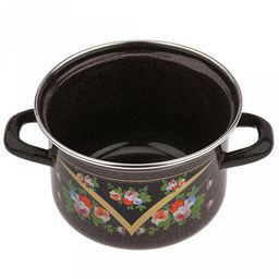 "Красава" Кастрюля эмалированная 1,5л, форма цилиндрическая, металлическая крышка (Россия)