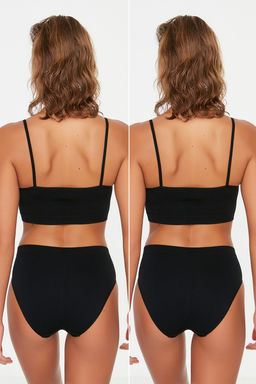 TRENDYOLMILLA Siyah 2li Paket Seamless/Dikissiz Hipster Orme Kulot THMAW22KU0013 фото 9