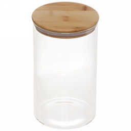 Банка для продуктов стеклянная 1800мл "Хай-Тек" с бамбуковой крышкой 12*20см