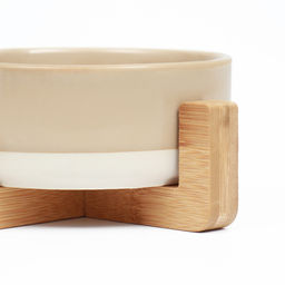 Миска керамическая на подставке 450 мл 13 х 5 см бежевая с белым - Пижон фото 3