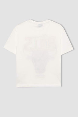 Футболка большого размера с круглым вырезом NBA Chicago Bulls для мальчиков - Defacto фото 6