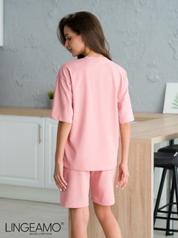 Трикотажная женская футболка оверсайз LINGEAMO пудрово-розовая ВФ-14 (102)  фото 5