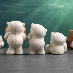 Набор фигурок гипс Мишки с подарками, 3 шт., 10 см