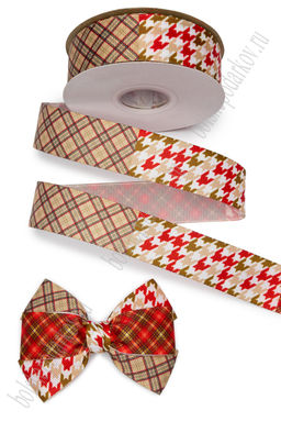 Лента репсовая 2,5 см*25 ярд с рисунком "Микс" SF-7478, №1