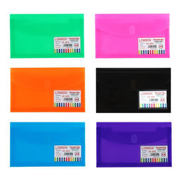 Цена за 12 шт. Папка-конверт на липучке А65, 180 мкр, с расширением, карман для визиток, МИКС