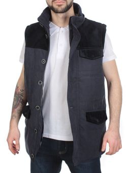 J830111 DEEP BLUE Куртка-жилет мужская зимняя NEW B BEK (100 гр. синтепон и искусственный мех)