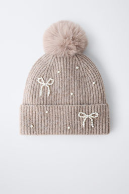 KNIT BEANIE WITH SHIMMER POMPOM AND WOOL - Zara фото 4