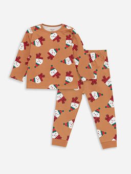 Bisiklet Yaka Bask?l? Erkek Bebek Pijama Tak?m?
