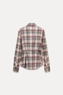 ZW COLLECTION CHECK SHIRT WITH SHOULDER PADS - Zara фото 5