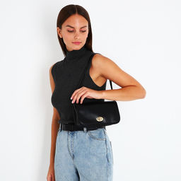 Сумка женская мессенджер на клапане, 23×6.5×12 см, чёрная