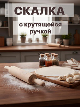Скалка большая с крутящейся ручкой 40-33