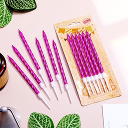 Свечи в торт витые с подставкой, 6 шт, 11 см, фиолетовый - Страна карнавалия фото 5