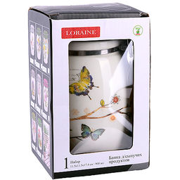 60124 Банка для сыпучих 900 мл Бабочки в саду дол/жел LR (х24) - Mayer&boch фото 3