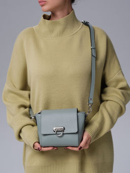 Сумка кожаная кросс-боди Azaro 3520 серо-зеленый