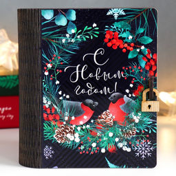 Новогодняя деревянная шкатулка-книга Снегири 14?12?5 см