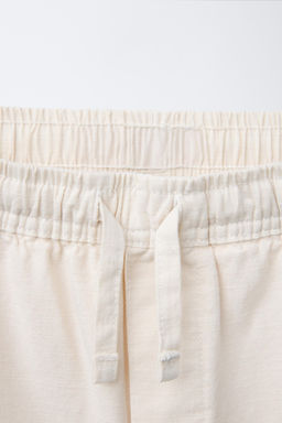 LABEL COTTON WIDE-LEG BERMUDA SHORTS - Zara фото 3