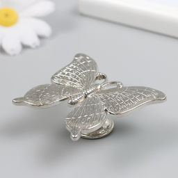Ручка для шкатулки металл Бабочка, серебро, 5.2?6.3 см