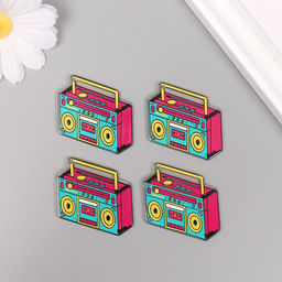 Цена за 4 шт. Декор для творчества акрил двусторонний «Магнитофон», 4.1×3×0.2 см