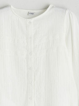 Bisiklet Yaka Dantel Detayl? K?z ?ocuk M?slin G?mlek