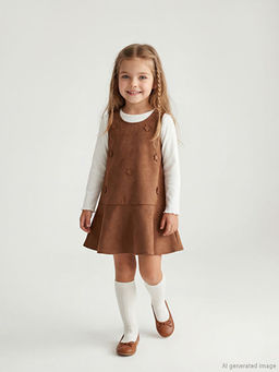 Uzun Kollu K?z ?ocuk Elbise ve Ti??rt