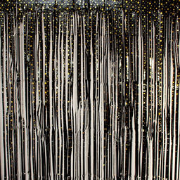 Дождик - занавес новогодний 1м *2м, с рисунком "звезды", черный (6264-1)