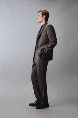 PANTAL?N TRAJE CUADROS 100% LANA / Marr?n - Zara фото 4