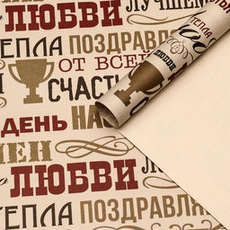 Бумага упаковочная, крафтовая Мужчине, 70 х 100 см, 1 лист