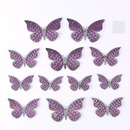 Набор для украшения Бабочки двухслойные, набор 12 шт, цвет фиолетовый