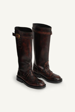 LEATHER BROGUE KNEE-HIGH BOOTS LIMITED EDITION - Zara фото 6