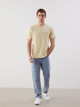 Bisiklet Yaka K?sa Kollu Bask?l? Penye Erkek Ti??rt