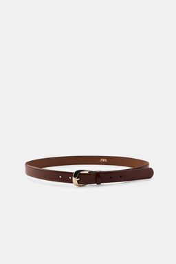 100% LEATHER BELT WITH OVAL BUCKLE - Zara фото 3