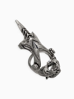 Кольцо Коготь тигр, цвет чернёное серебро, 20 размер