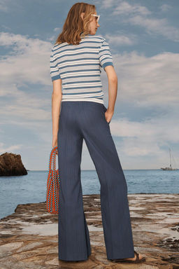 LIMITED EDITION STRIPED FLARE TROUSERS - Zara фото 3