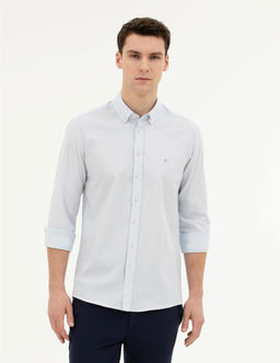 A__k Mavi Slim Fit Uzun Kollu G_mlek