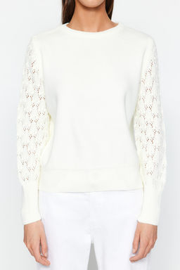 Ekru Basic Ajurlu/Delikli Triko Kazak TWOAW22KZ1422 - Trendyolmilla фото 5