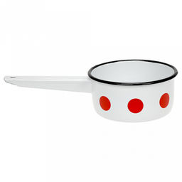 "Горошки" Ковш эмалированный 1л, д16см, h7см, белый (Россия)