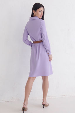 Платье-рубашка из микровельвета лавандовое - Martichelli фото 7