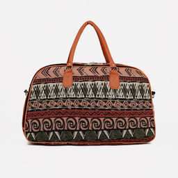 Сумка дорожная, 2 отдела на молниях, длинный ремень, цвет рыжий/разноцветный - Simaland фото 3