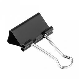 Зажим для бумаги 32мм металл, цвет - черный, набор 24 штуки, в пластиковой банке д9,8см h6,1см (Китай) - Домашняя мода фото 2