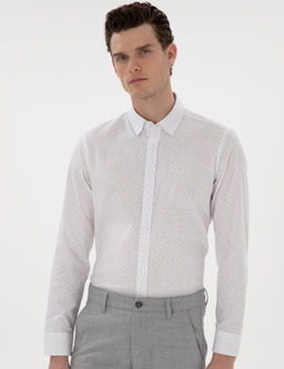 Рубашка Pierre Cardin Slim Fit серая длинный рукав