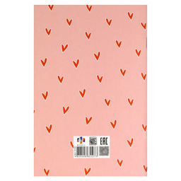 Блокнот, 120х185 мм, 32 л, арт. 72159 СЕРДЕЧКИ НА РОЗОВОМ / Блок - белый офсет 65 г/м?, клетка, мягкий переплёт (2 скобы), матовая ламинация,