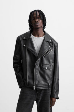 LEATHER EFFECT BIKER JACKET - Zara фото 2