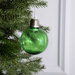 Ёлочный шар Снежинка, 8x10 см, 1 LED, от батареек, свечение тёплое белое - Luazon lighting фото 2