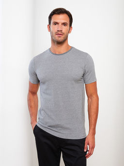 LC Waikiki Gri Bisiklet Yaka K_sa Kollu Erkek Ti__rt