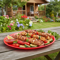 Цена за 2 шт. Поднос "Верона" круглый D320мм (красный) 221109406/01