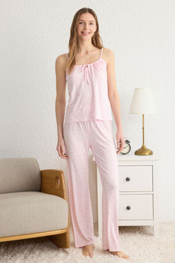 Trendyolmilla Beyaz-Cok Renkli Cicekli Baglamal? ve Ip Ask?l? Orme Pijama Tak?m? THMSS24PT00233 фото 12