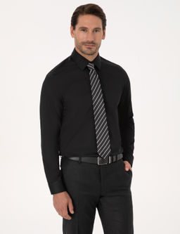 Siyah Slim Fit %100 Pamuk Non Iron Kolay _t_lenebilir Klasik G_mlek - Cacharel фото 3